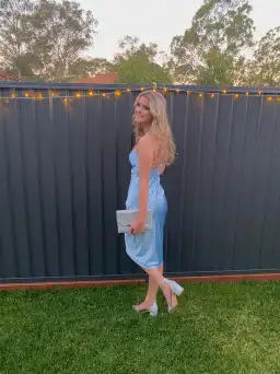 Runway Goddess, Blue Silk Dress, Size 6 for rent on The Volte - image 2