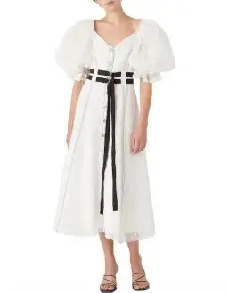 Aje Banksia Burnout Midi Dress White Size 10