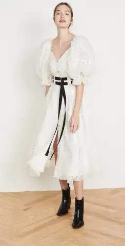 Aje Banksia Burnout Midi Dress White Size 10