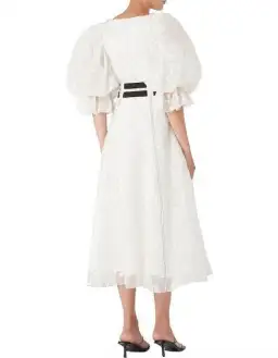 Aje Banksia Burnout Midi Dress White Size 10