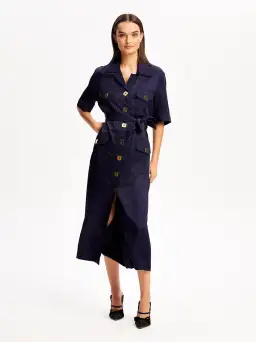 ALICE MCCALL NAVY PALOMA MIDI DRESS - SIZE 6 AU/2 US (RRP $425) for rent on The Volte - image 1