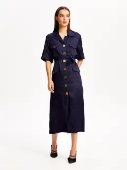 ALICE MCCALL NAVY PALOMA MIDI DRESS - SIZE 6 AU/2 US (RRP $425) for rent on The Volte - image 2