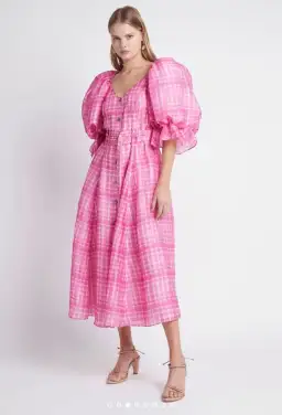 Aje Bungalow Puff Sleeve Dress Pink Size 8