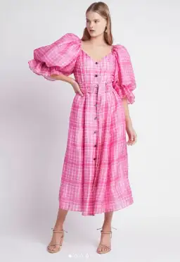 Aje Bungalow Puff Sleeve Dress Pink Size 8