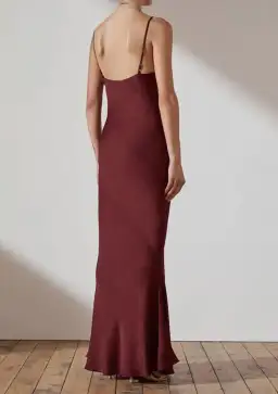 Shona Joy Luxe Bias Cowl Slip Dress Burgundy Size 16