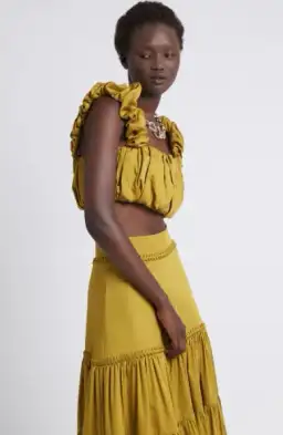 Aje Medina Cropped Top and Casabianca Tiered Skirt Set Yellow Size 8 for rent on The Volte - image 4