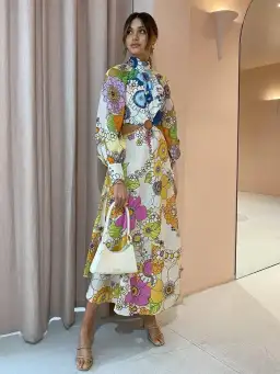 Alemais Farrah Cut Out Midi Dress Print Size 8