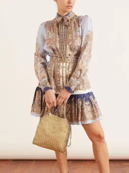 Zimmermann Luminous Silk Paisley Mini Dress Print Size 1/Au 10