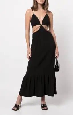 Jonathan Simkhai Ayla Cutout Chain Maxi Dress black size 4