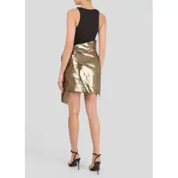 Saint Laurent Bow Embellished Lame Skirt Gold Size 6
