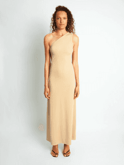 Christopher Esber One Shoulder Cutout Dress Tan Size 10 for rent on The Volte - image 1