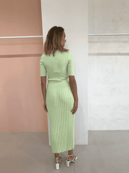 Bec & Bridge Citrus Club Knit Tee and Midi Skirt Set Key Lime Size 8 for rent on The Volte - image 3