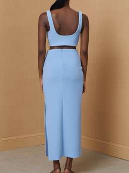 Bec & Bridge Clover Top & Midi Skirt Set Sky Blue Size 8