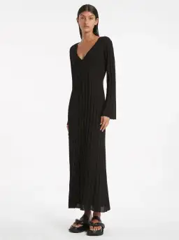 Sir The Label Basile V Neck Midi Dress Black Size 1 | AU 8 for rent on The Volte - image 1