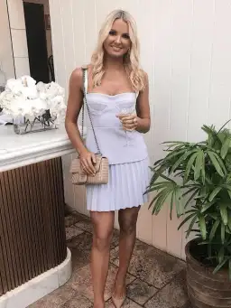 Dion Lee Bustier Pleated Mini Dress Purple Size 6 