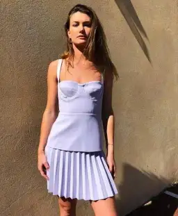 Dion Lee Bustier Pleated Mini Dress Purple Size 6 