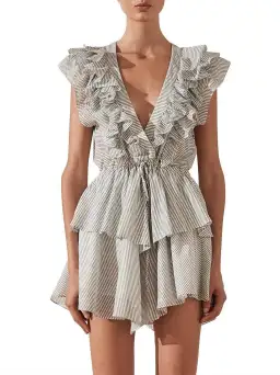 Shona Joy Rye Ruffle Drawstring Mini dress Print size 10