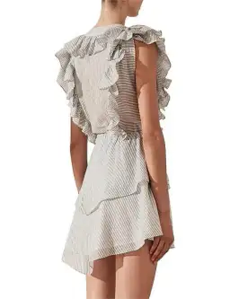 Shona Joy Rye Ruffle Drawstring Mini dress Print size 10