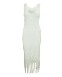 Dion Lee Long Laser Cut Dress with Fringes White Size 10