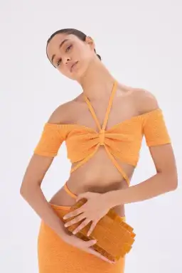 Cult Gaia Cessaly Knit top and Hedda Knit skirt Set in Marigold Orange Size 8