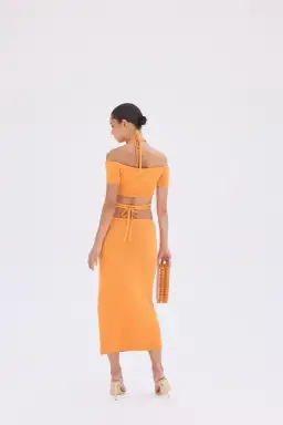 Cult Gaia Cessaly Knit top and Hedda Knit skirt Set in Marigold Orange Size 8
