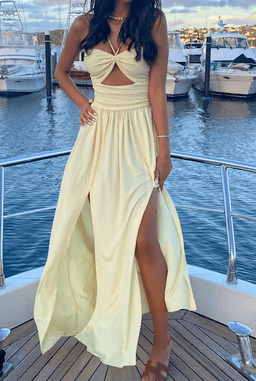 Isla Halter Butter Midi Dress Size 6 for rent on The Volte - image 4