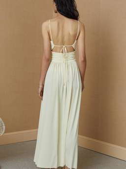 Isla Halter Butter Midi Dress Size 6 for rent on The Volte - image 3