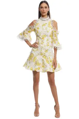 Thurley Chintz Print Spliced Mini Dress Yellow Size 10