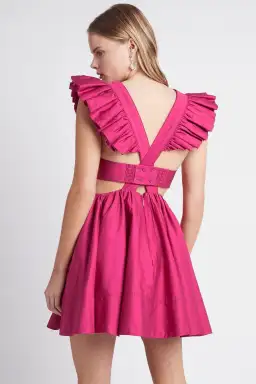 Aje Midsummer Mini Dress Carmine Size 8 for rent on The Volte - image 3