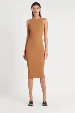 Sir the Label Jasper Cut Out Dress Camel Size AU 10 
