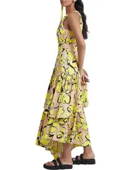 Aje Pelicano Citrus Bloom Racer Asymmetric Tiered Dress for rent on The Volte - image 3