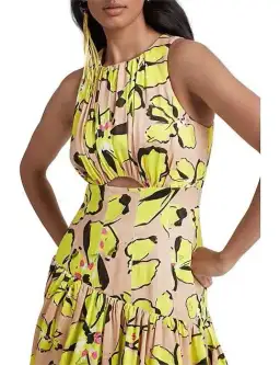 Aje Pelicano Citrus Bloom Racer Asymmetric Tiered Dress for rent on The Volte - image 4