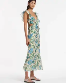 Sir The Label Celia Frill Midi Dress in Marguerite Print Size 6