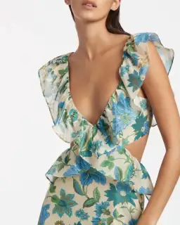 Sir The Label Celia Frill Midi Dress in Marguerite Print Size 6