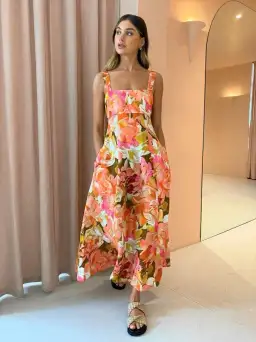 Acler Tate Midi Dress  Pink Bouquet Size 12 for rent on The Volte - image 1