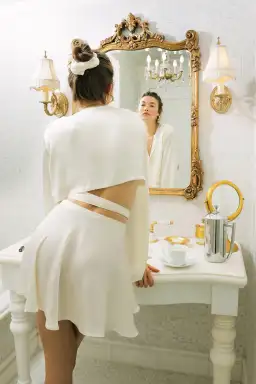 Orseund Iris Drop Shoulder Blouse and Ballerina Wrap Skirt Set White Size 8 