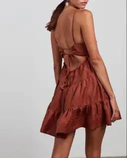 Shona Joy Elsa Tiered Mini Dress Brown Size 8 