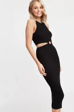 Kookai Lola Cut Out Midi Dress Black Size 2 for rent on The Volte - image 2