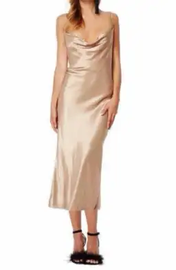 Bec And Bridge Gold Shimmy Nights Cowl Neck Dress Size 8 for rent on The Volte - image 1
