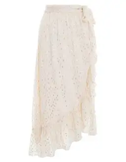 Zimmermann Lurex Spot Blouse and Dot Wrap Skirt Cream Gold Size 0 / AU 8 for rent on The Volte - image 2