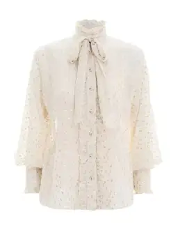 Zimmermann Lurex Spot Blouse and Dot Wrap Skirt Cream Gold Size 0 / AU 8 for rent on The Volte - image 1