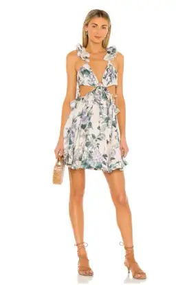 Zimmermann Cassia Ruffle Mini Dress Print Size 10 