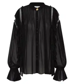 Aje Solitude Ruffle Blouse Black Size 6