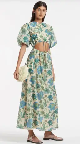 Sir The Label Celia Puff Sleeve Midi Dress Size 8