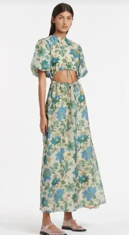 Sir The Label Celia Puff Sleeve Midi Dress Size 8