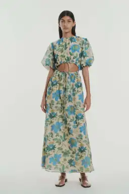 Sir The Label Celia Puff Sleeve Midi Dress Size 8