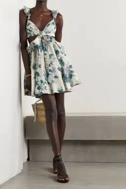 Zimmermann Cassia Ruffle Mini Dress Floral Size 1 / Au 10 for rent on The Volte - image 4