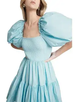 Aje Casa Puff Sleeve Mini Dress Blue Size 6