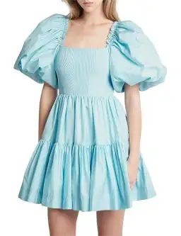 Aje Casa Puff Sleeve Mini Dress Blue Size 6