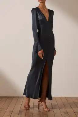 Shona Joy La Lune Frill Cuff Bias Midi Dress Midnight Size 8 for rent on The Volte - image 2